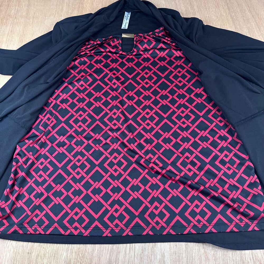PerSeption Concept Medium‎ Black Jacket w/ Attached Red Geometric Top